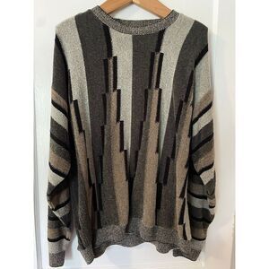 Protege Collection Coogi Style‎ Crewneck Sweater Men's XXL 2X Stripe Earth Tones